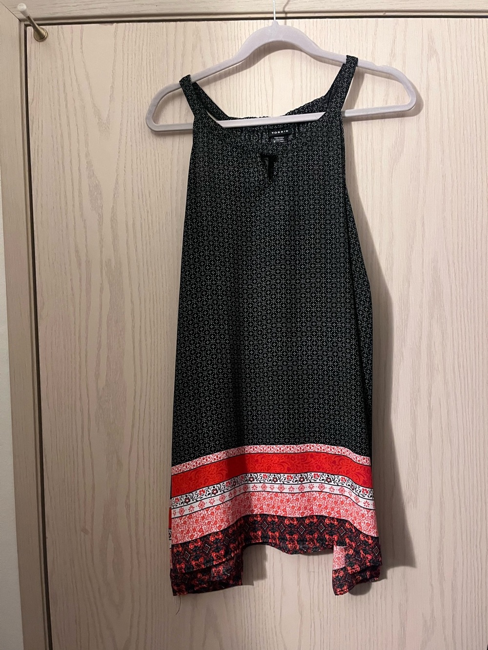 torrid Black Halter Camisole with Red and Pink Border
